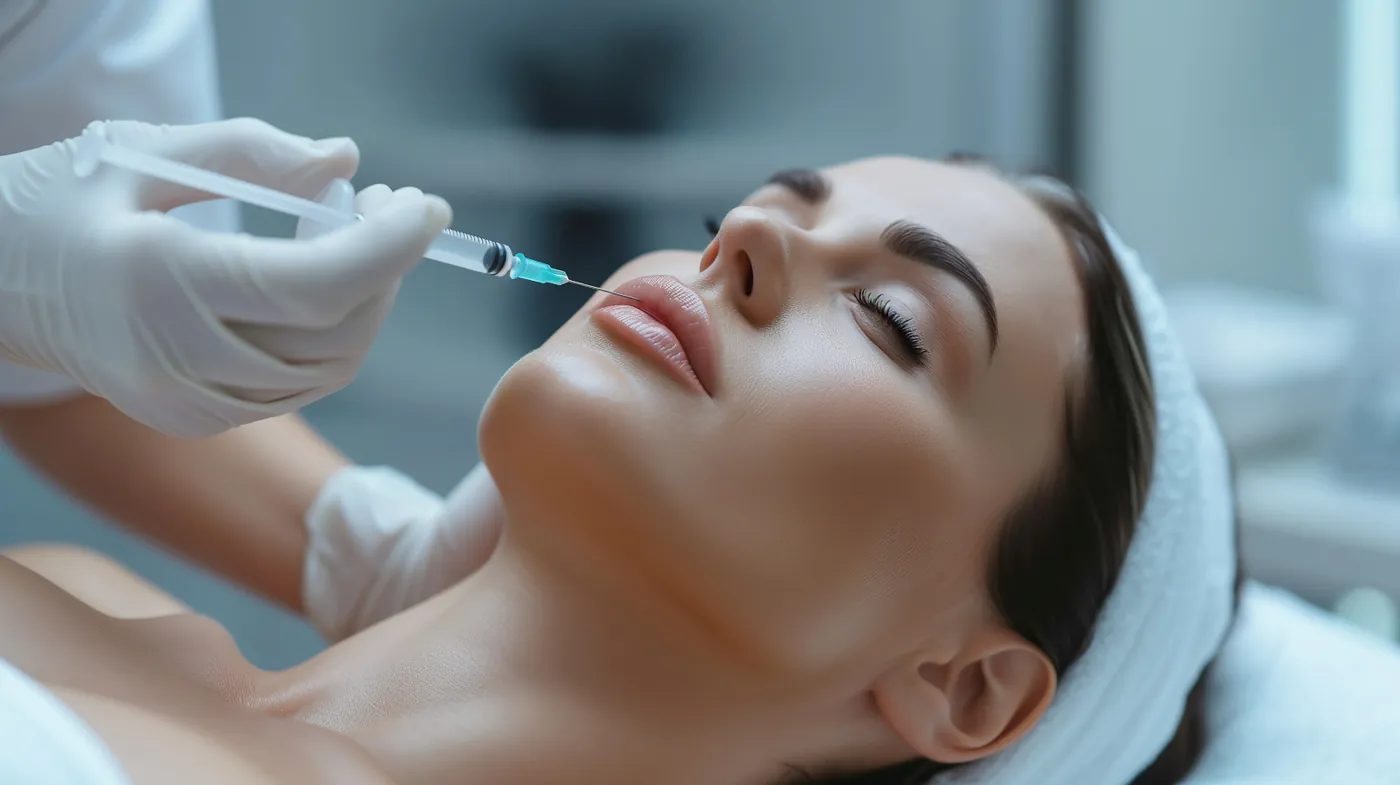 Mesotherapie im Gesicht mit feinen Mikroinjektionen